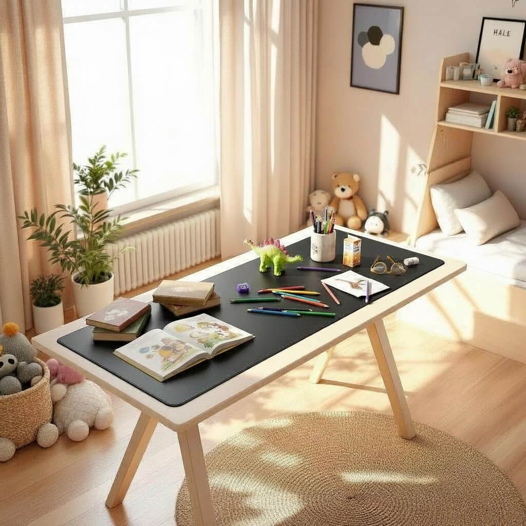 Black Children Deskmat Kids Desk Mat Children's Room & Study Table Cover