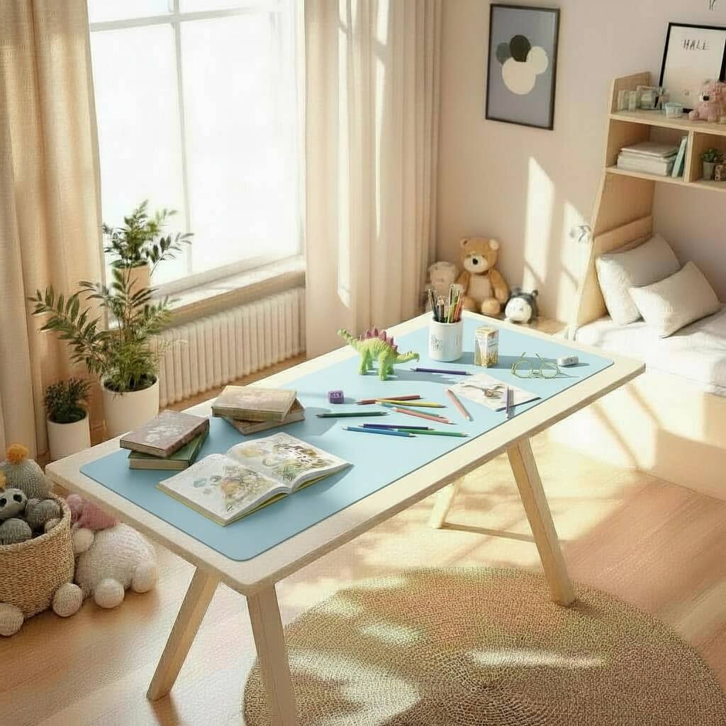 Blue Children Deskmat Kids Desk Mat Children's Room & Study Table Cover