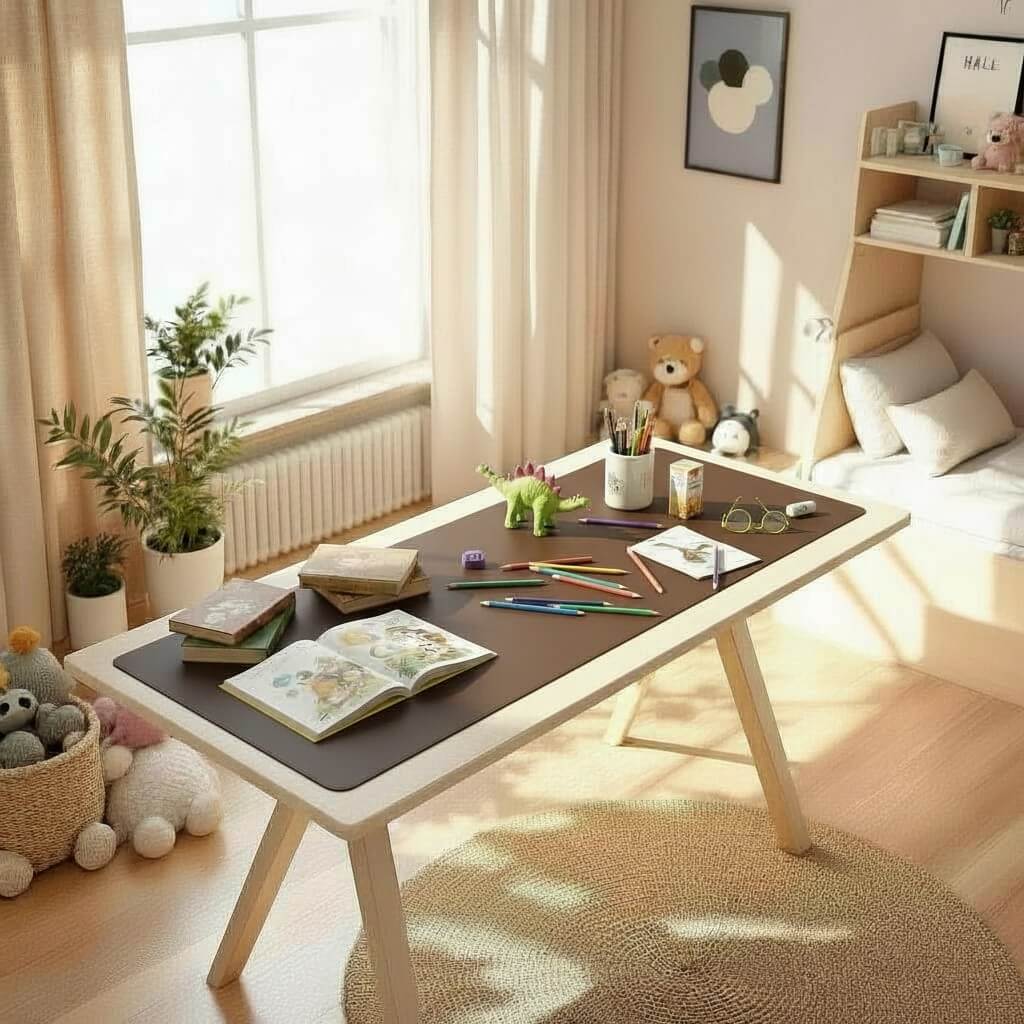 Brown Children Deskmat Kids Desk Mat Children's Room & Study Table Cover