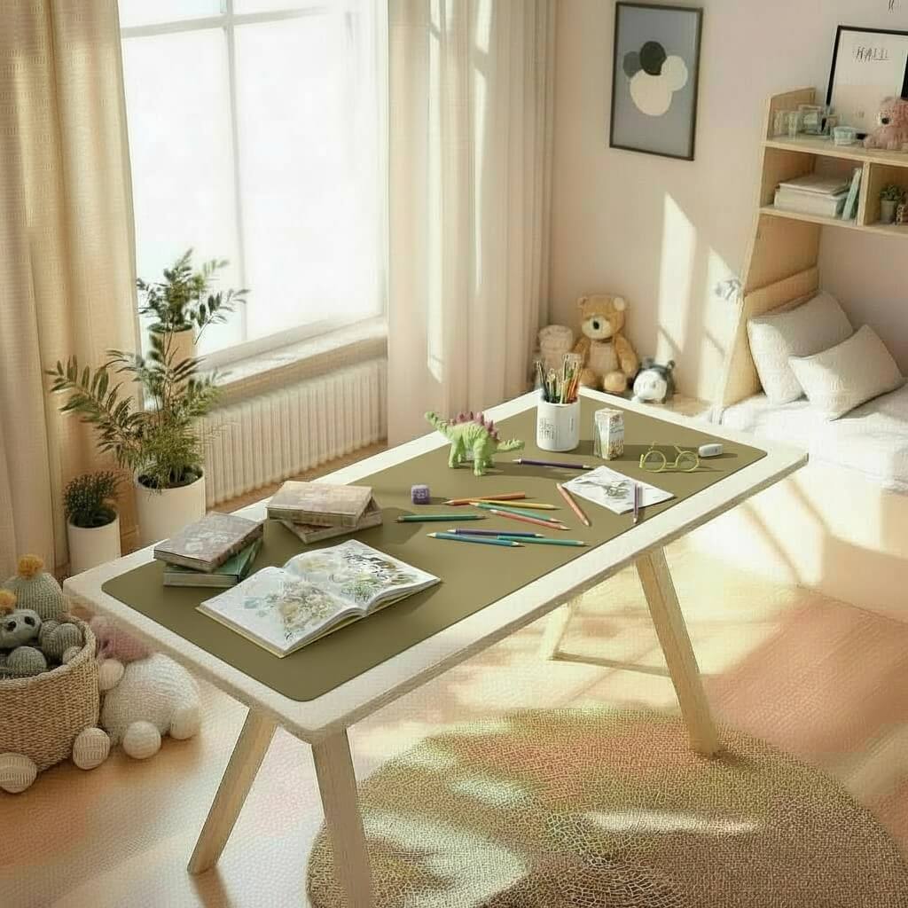Khaki Children Deskmat Kids Desk Mat Children's Room & Study Table Cover