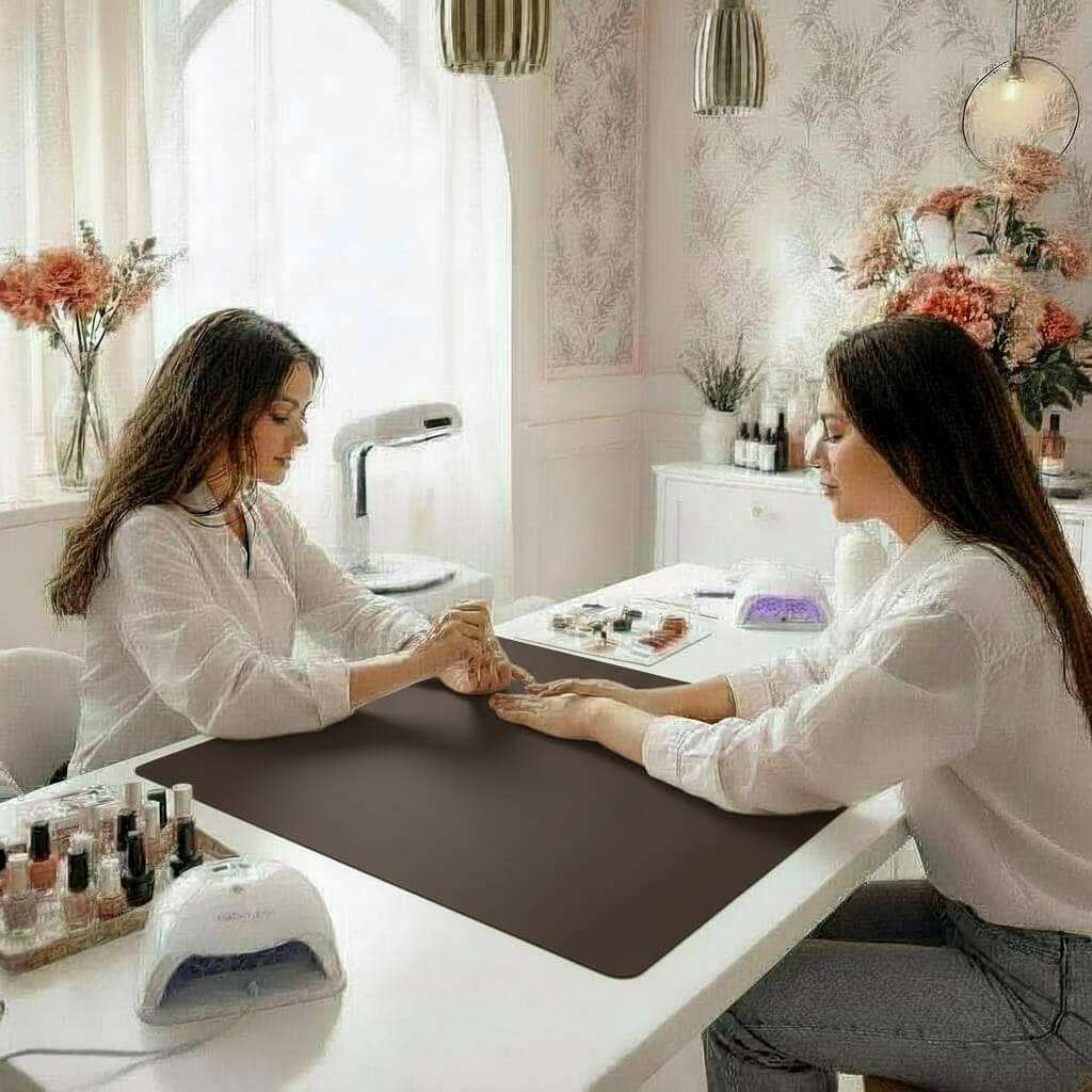 Brown Nailart Deskcover Nail Art Desk Cover Manicure & Beauty Station Mat