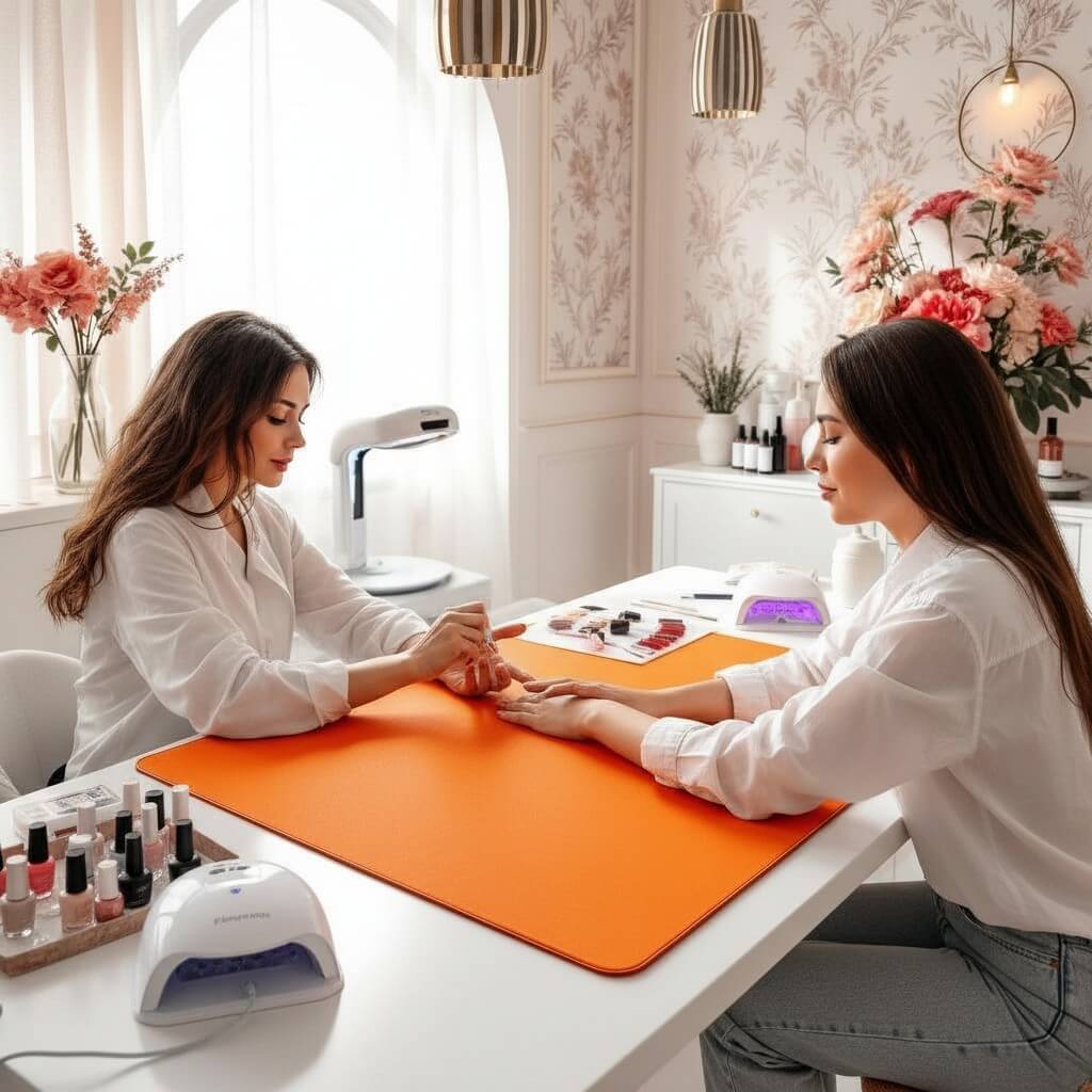 Orange Nailart Deskcover Nail Art Desk Cover Manicure & Beauty Station Mat