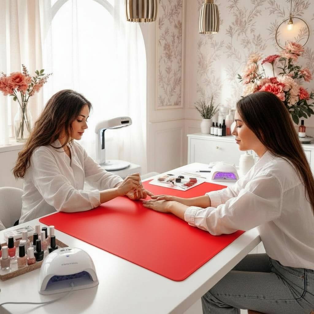 Red Nailart Deskcover Nail Art Desk Cover Manicure & Beauty Station Mat